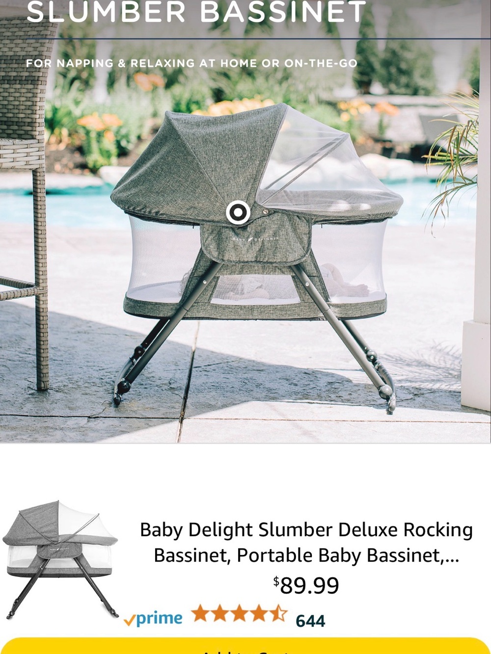 Deluxe Portable Rocking Bassinet - Gray - Picture 4 of 5